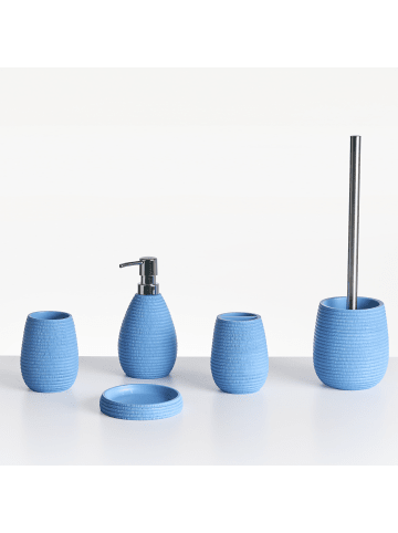 Beliani 5-tlg Badezimmer-Zubehör QUILCA in Blau