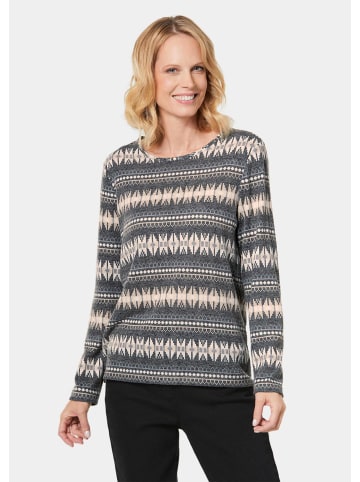 GOLDNER Kombistarkes Shirt aus flauschiger Ware in schwarz / beige / gemustert