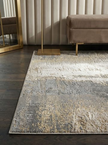 KADIMA DESIGN Teppich Marmor-Design Abstrakt, Grau-Silber-Gold, Hochglanz, Pflegeleicht