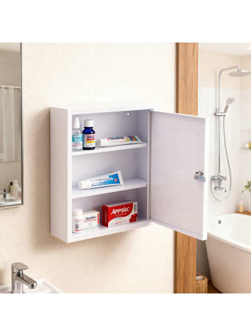 relaxdays Medizinschrank in Weiß/ Grün - (B)31,5 x (H)36 x (T)10 cm