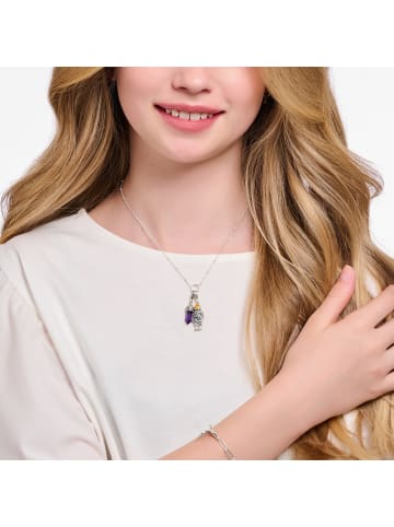 Thomas Sabo Charm-Anhänger Hexagon Mit Imitiertem Amethyst Geschwärzt in silber, bunt