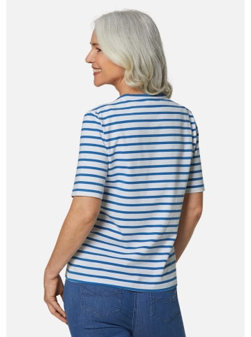 GOLDNER Kurzgröße:  Ringelshirt Ringelshirt mit Halbarm in weiß / delftblau / geringelt