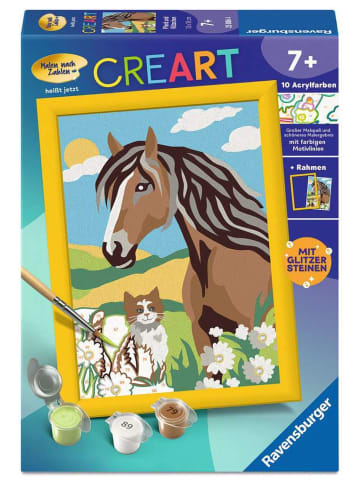 Ravensburger Kreativität CreArt, Malen nach Zahlen Kinder - Pferd und Kätzchen Ab 7 Jahre in bunt