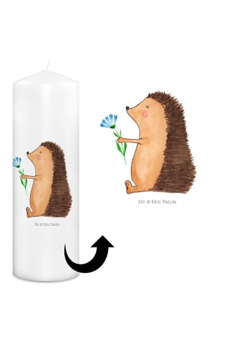 Mr. & Mrs. Panda Kerze Mit Spruch Igel Blumen ohne Spruch in Weiß