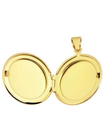 Adeliás Damen Anhänger – Medaillon Gravuranhänger aus Edelstahl in gold