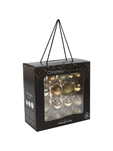 Home&Styling Collection Glas-Christbaumkugeln in verschiedenen Größen in Gold, 13 x 26,5 x 26,5 cm