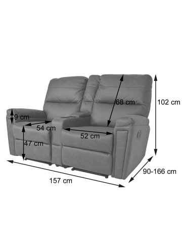 MCW 2er Kinosessel K17 mit Getränkehalter, Stoff/Textil hellgrau
