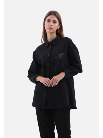 COFI 1453 Damenhemd One-Size Blusen Langarm in Schwarz