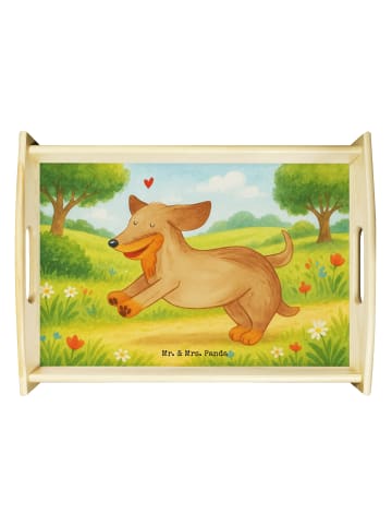 Mr. & Mrs. Panda Deko Tablett Hund Dackel Design ohne Spruch in Weiß