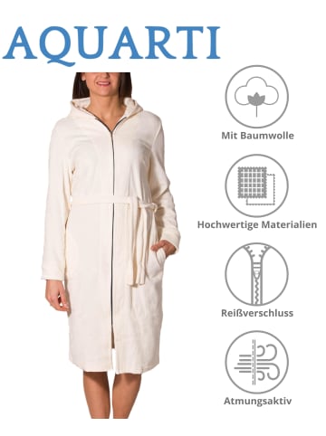 Aquarti Aquarti Damen Bademantel mit Reißverschluss Lang in ecru