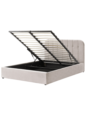 Beliani Doppelbett CHALLANS in Beige/Schwarz - (W) 168 x (H) 100 x (L) 215 cm