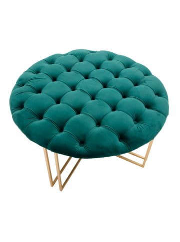 Mauro Ferretti Pouf aus Metall, goldfarbenem und grünem Stoff, Ø 90 x 49 cm