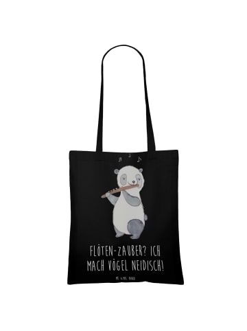 Mr. & Mrs. Panda Tote Bag Flöte Zauber mit Spruch in Schwarz