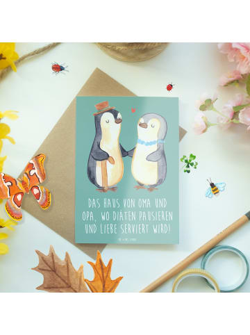 Mr. & Mrs. Panda jubiläumskarte Großelternliebe mit Spruch in Meeresbrise