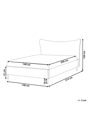 Beliani Doppelbett CHALEIX in Grau/Gold - (W) 148 x (H) 109 x (L) 212 cm