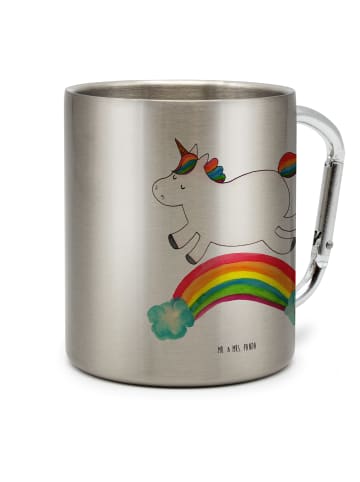 Mr. & Mrs. Panda Edelstahltasse Einhorn Regenbogen ohne Spruch in Silber