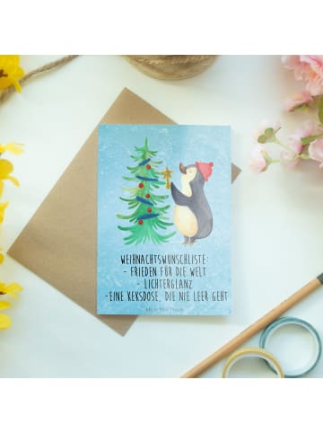 Mr. & Mrs. Panda valentinstagskarte Pinguin Weihnachtsbaum mit S... in Eisblau