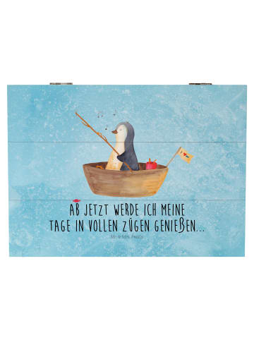 Mr. & Mrs. Panda Erinnerungskiste Pinguin Angelboot mit Spruch in Eisblau