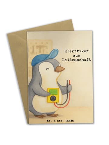 Mr. & Mrs. Panda Glückwunschkarte Elektriker Leidenschaft Design... in Weiß