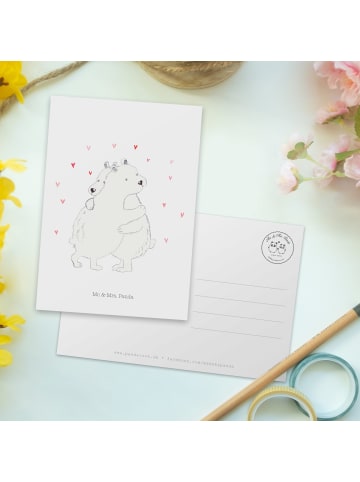 Mr. & Mrs. Panda Ansichtskarte Eisbär Umarmen ohne Spruch in Weiß