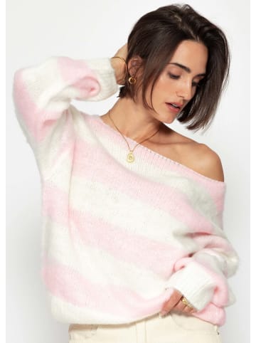 SASSYCLASSY Gestreifter Pullover in Rosa