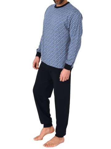 NORMANN Schlafanzug langarm Bündchen - 66068 in blau