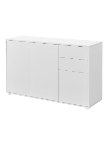 en.casa Sideboard Paarl mit 3 Türen in Weiß (H)74cm (B)117cm (T)36cm