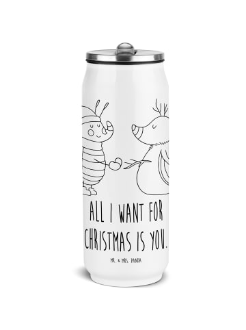 Mr. & Mrs. Panda Wasserflasche Nachtfalter Schneemann mit Spruch in Weiß