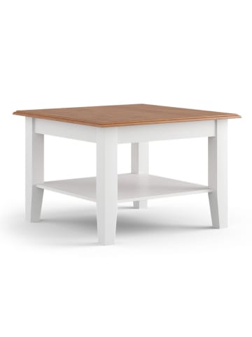 Feldmann-Wohnen Couchtisch Belluno Elegante Kiefer weiß / gebeizt Eichefarben 70 / 70 / 48cm