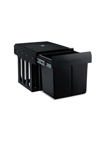 relaxdays Mülltrennsystem Schwarz 1x15L + 2x8L