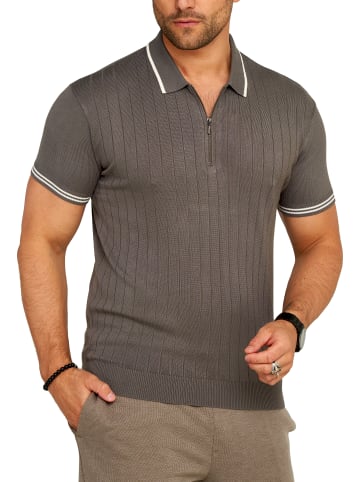 SOUL STAR Poloshirt - S2VALKA Basic Kurzarm Polo Hemd Feinstrick in Dark Grey