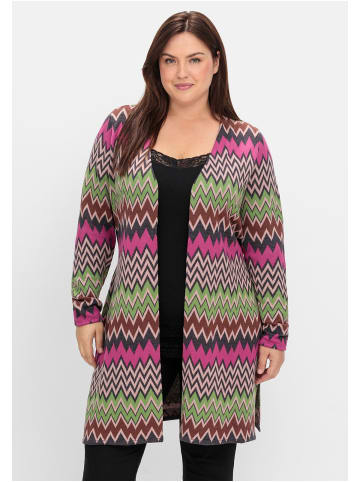 sheego by Joe Browns Lange Strickjacke in beere gemustert