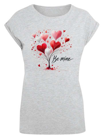 F4NT4STIC Extended Shoulder T-Shirt Herzbaum Be Mine! in grau meliert