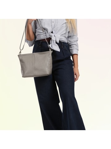 Toscanto Toscanto Schultertasche, Umhängetasche Leder grau ca. 29cm