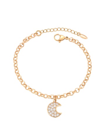 faina Women Chain Link Bracelet With Moon Motif in Rose Gold
