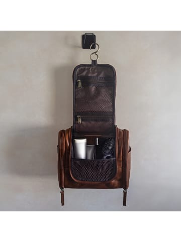 SID & VAIN Leder-Kulturbeutel echt Leder Kulturtasche zum Aufhängen groß hell-braun in braun