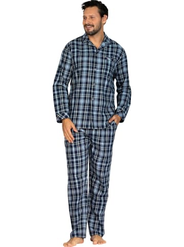 Comte Flanell Schlafanzug in marine