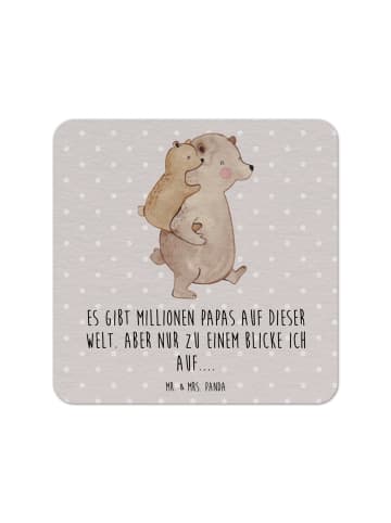 Mr. & Mrs. Panda Getränkeuntersetzer Papa Bär mit Spruch in Grau Pastell