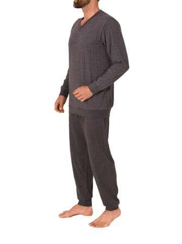 NORMANN Langarm Schlafanzug Pyjama Bündchen - 86196 in anthrazit