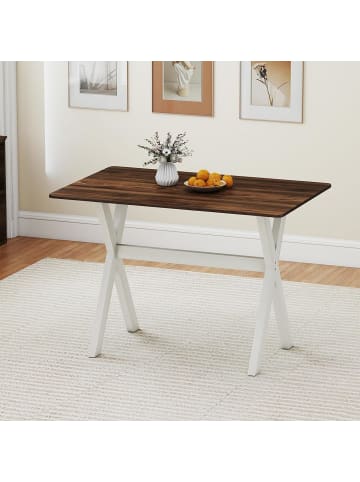 COSTWAY Esstisch mit X-förmigem Holzbeine in Braun