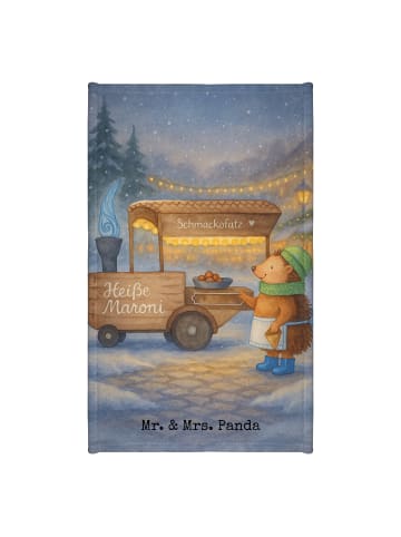 Mr. & Mrs. Panda Gästehandtuch Igel Maronen Design ohne Spruch in Weiß