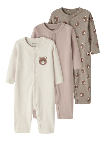 name it Schlafstrampler 3er-Pack Jersey Nbnnightsuit in vintage khaki