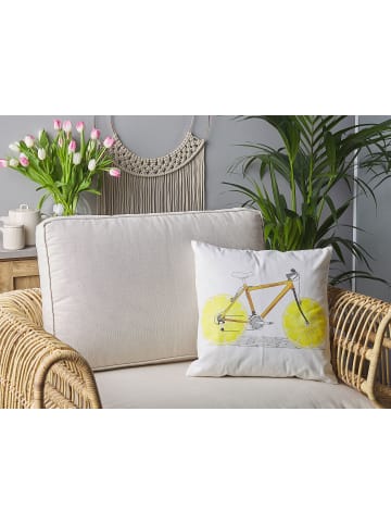 Beliani 2er-Set Dekokissen RUSCUS in Weiß/Braun/Grau