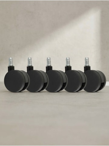 KADIMA DESIGN Weichbodenrollen | 5er-Set, Schwarz, ø60mm, 11mm-Stift