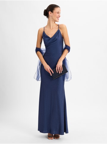 Unique Abendkleid mit Stola in marine - 0001