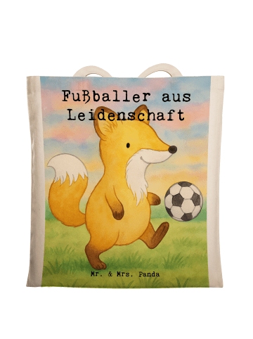 Mr. & Mrs. Panda Tasche Fußballer Leidenschaft Design mit Spruch in Weiß