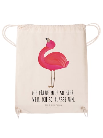 Mr. & Mrs. Panda Sportbeutel Flamingo Stolz mit Spruch in Creme