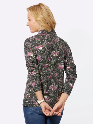 WITT WEIDEN Poloshirt in schwarz-violett-bedruckt