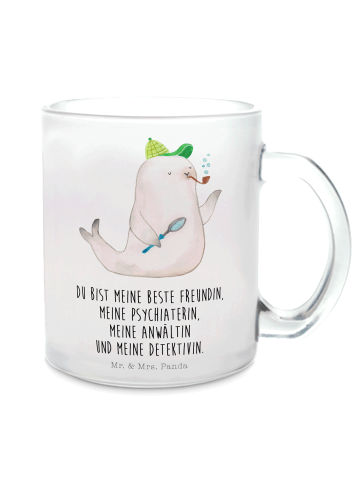 Mr. & Mrs. Panda Glas Robbe Sherlock mit Spruch in Transparent