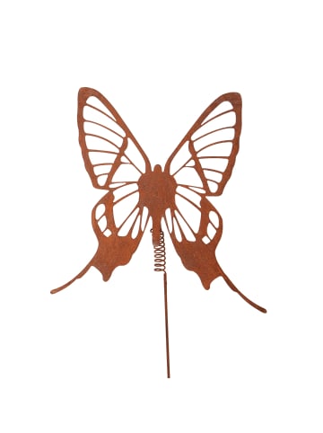 UNUS Gartenstecker Rost Schmetterling mit Wackelfeder in Braun